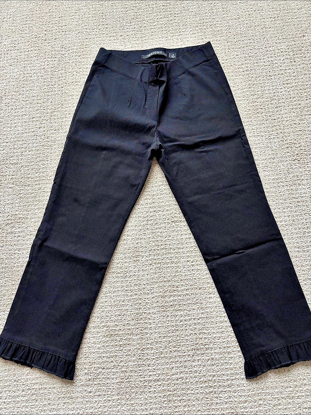 INSIGHT Ruffle-Hem Ankle Pants Black Ruffle Hem Pants Size 2
